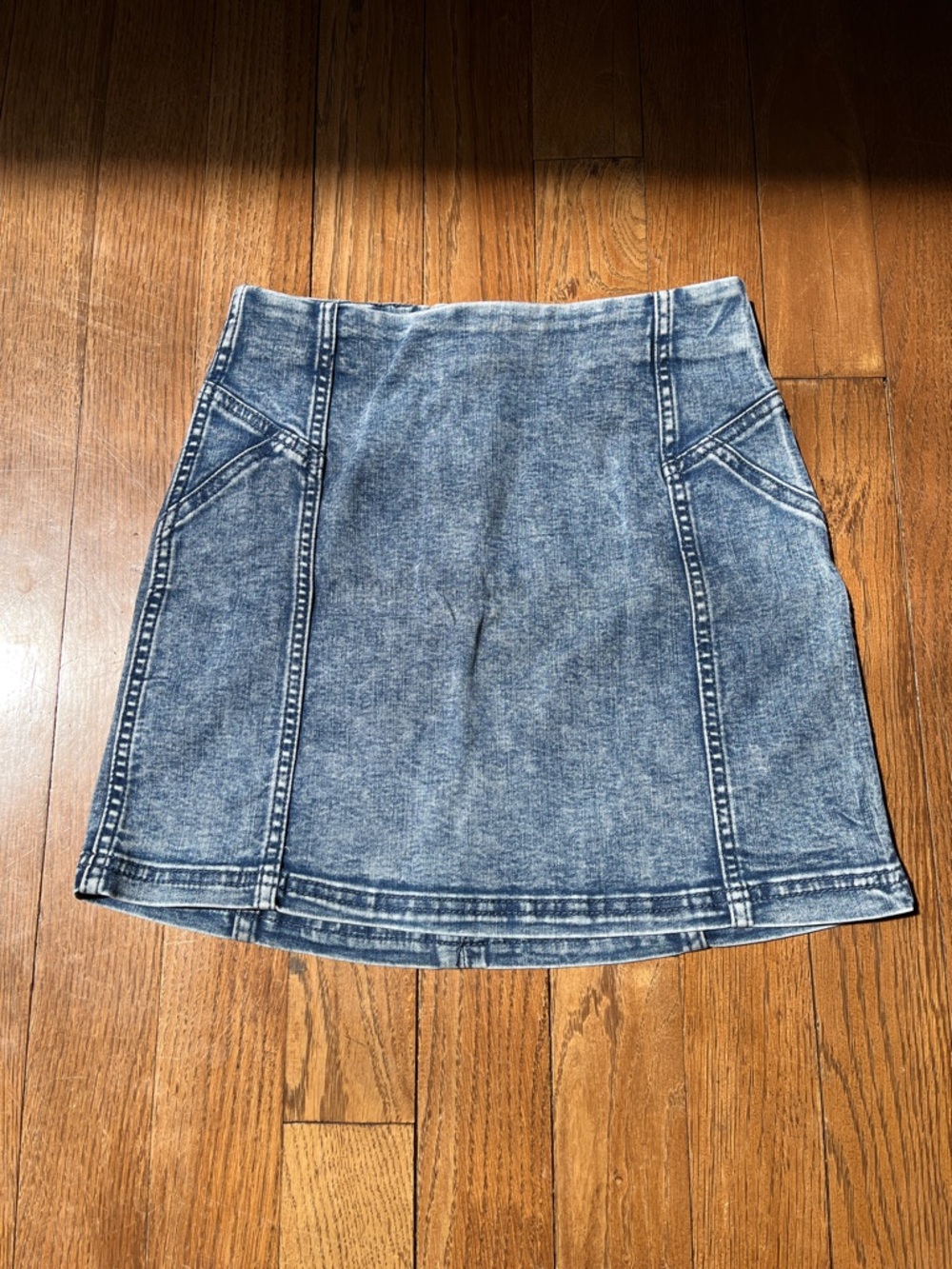 Y2K Style Washed Blue Denim A-line Mini Skirt
